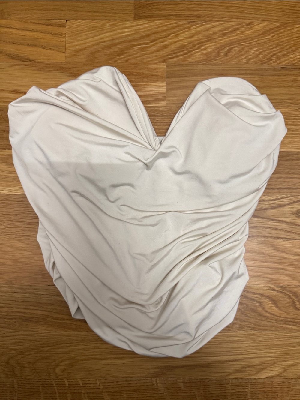 Express Strapless Ruched Cream/White Cocktail Dress